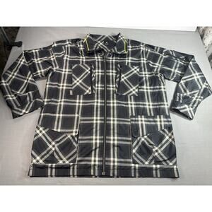 Jordan Plaid Zip Front Jacket Mens XL Black Gray Checkered Lightweight Coat